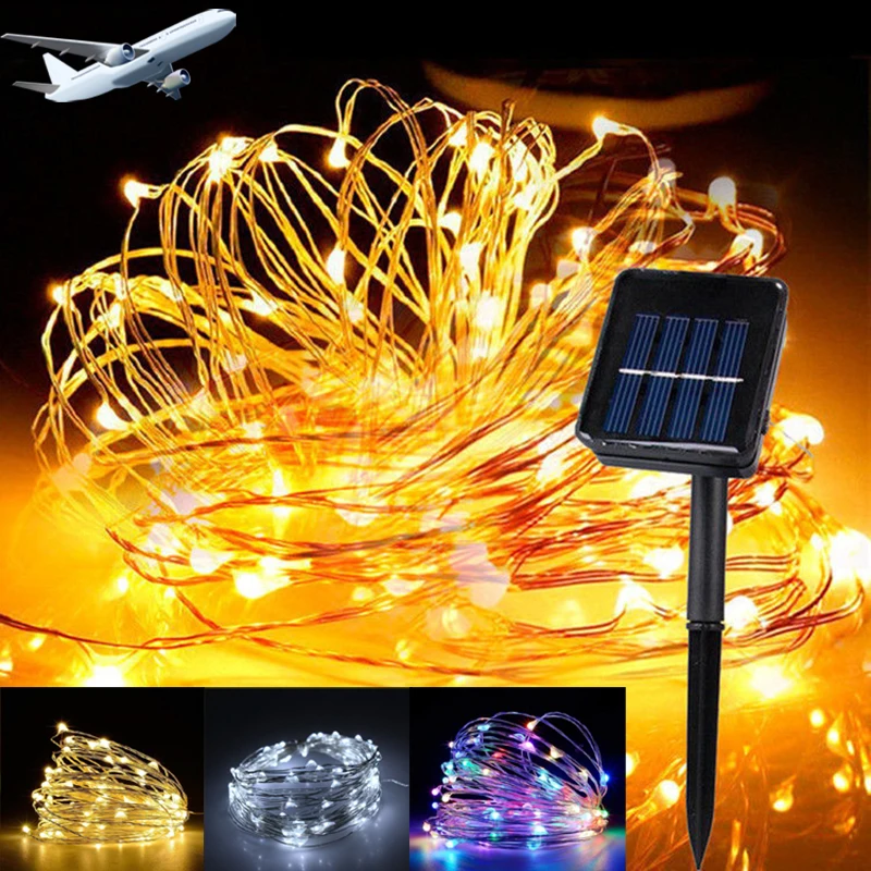 

Яркая маленькая светодиодная уличная гирлянда на солнечной батарее, водонепроницаемая сказочная гирлянда, светящаяся гирлянсветильник на...
