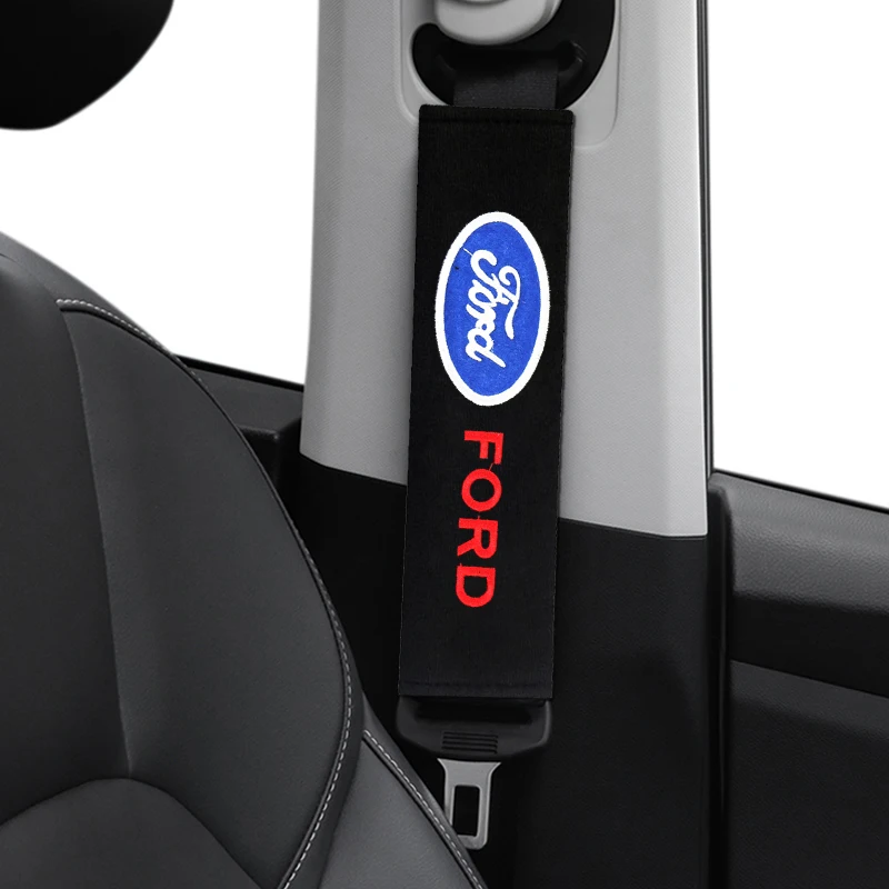 2 шт. автомобильные чехлы на ремни безопасности с вышивкой для Ford focus Fiesta EcoSport ESCORT