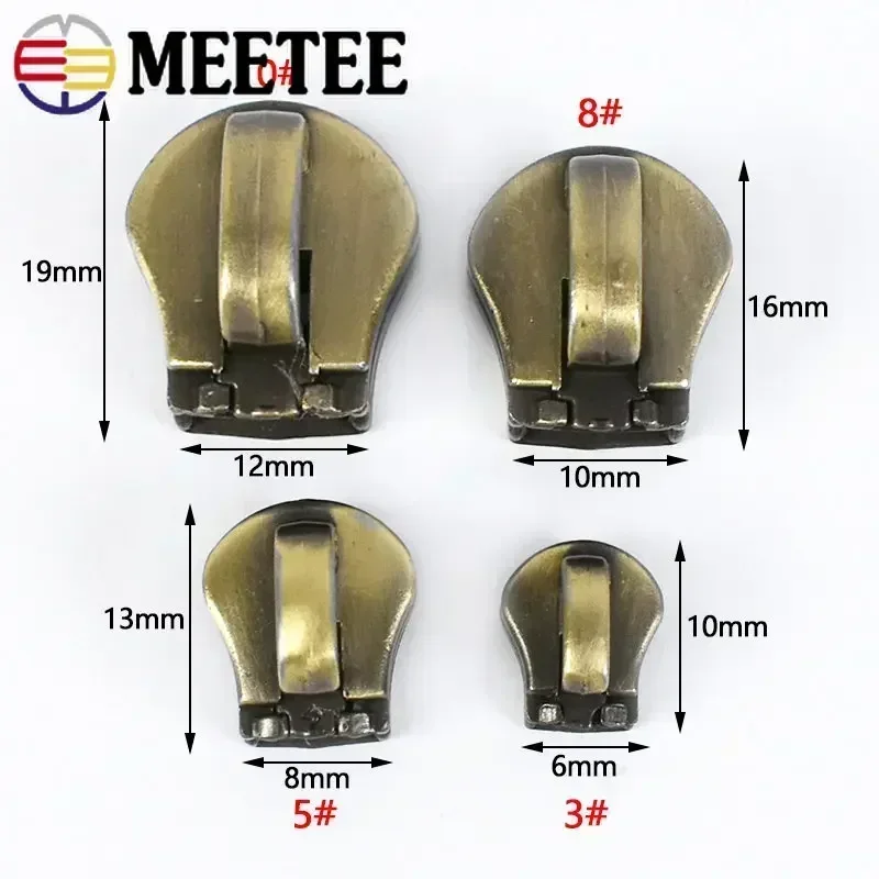 Металлические головки молнии Meetee 3-10 #