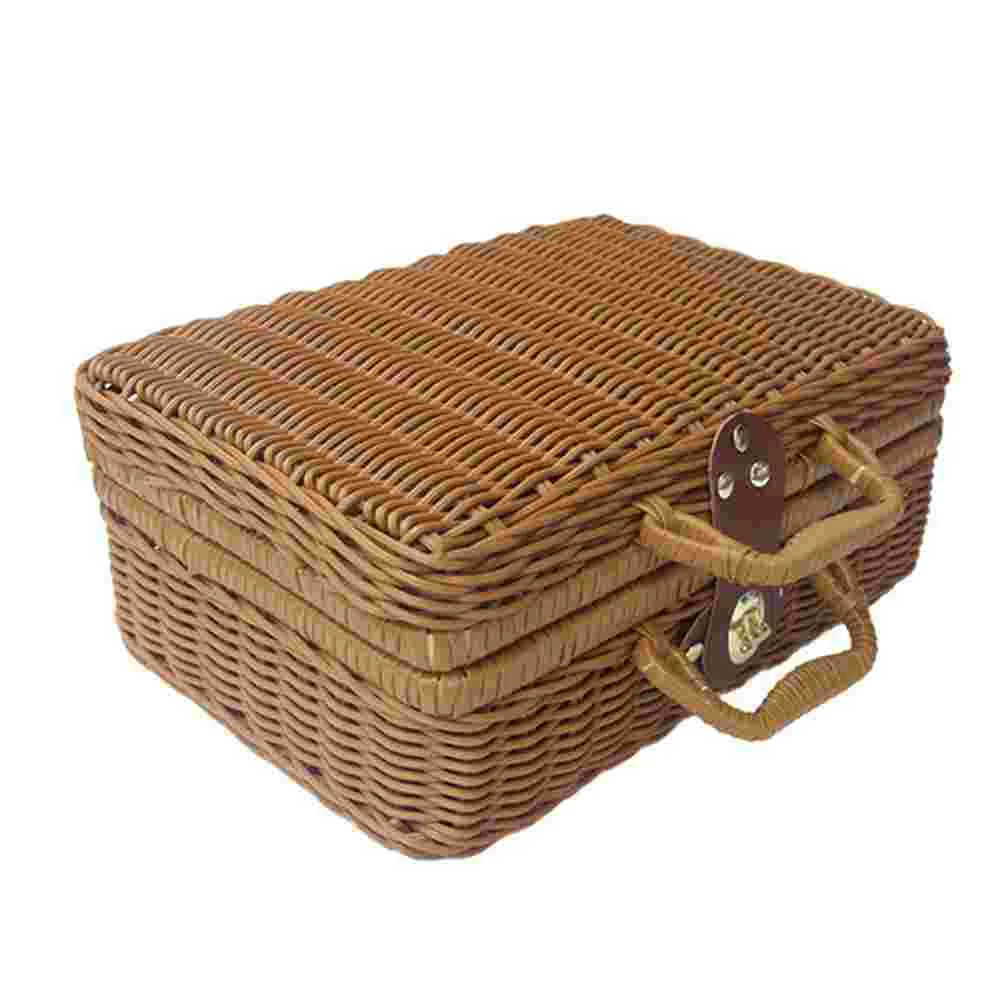

Bin Storage Organizer Rattan Luggage Bag De Basket Photo Gift Wicker Handbag Straw Portable Storage Box
