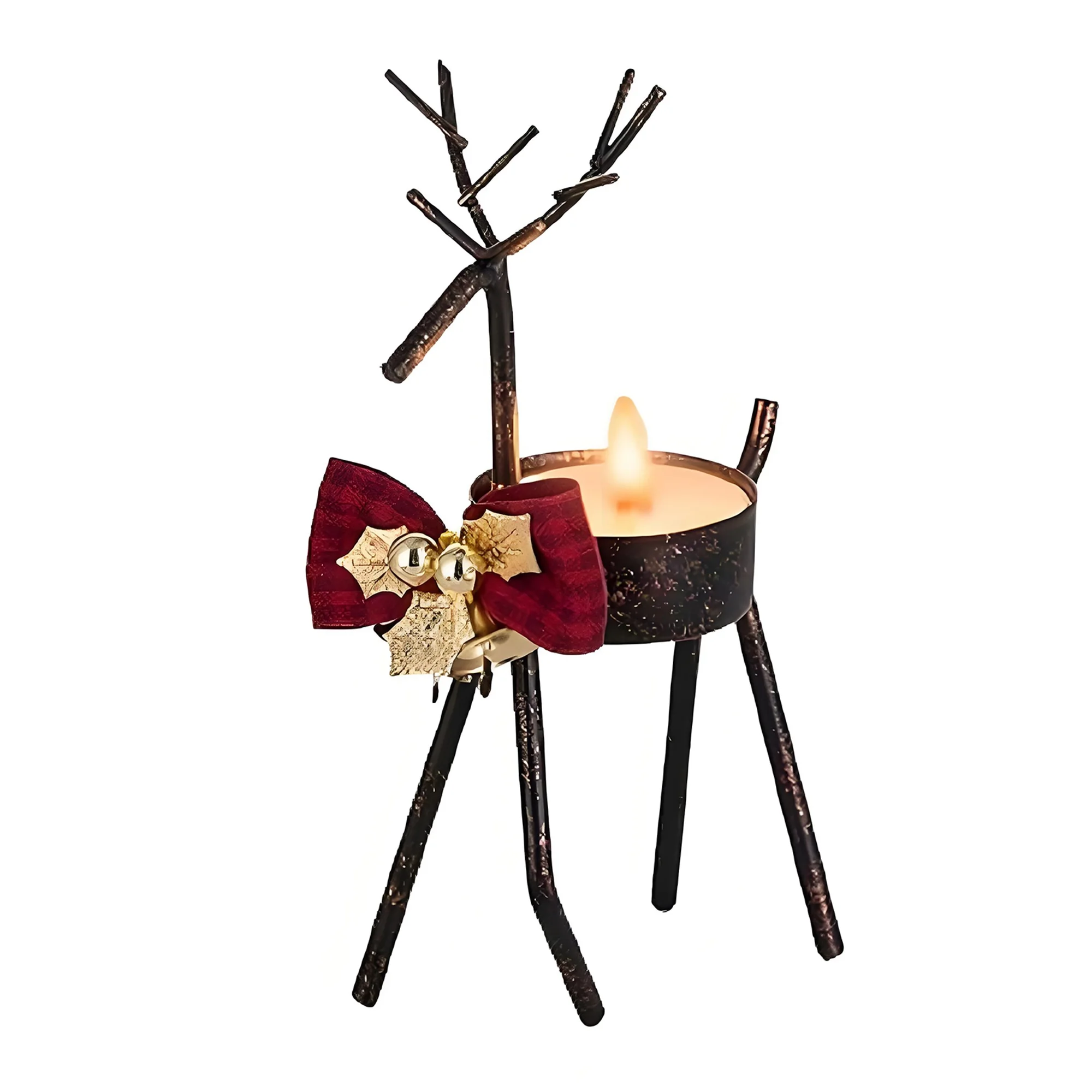 

Рождественский подсвечник, металлический подсвечник с оленями и бантом, центральные части стола для домашнего декора, вечеринки