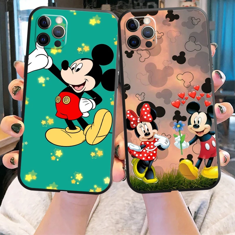 

Disney Mickey Mouse Phone Case For iPhone 13 12 11 Pro 12 13 Mini X XR XS Max SE 6 6s 7 8 Plus Back Soft Liquid Silicon