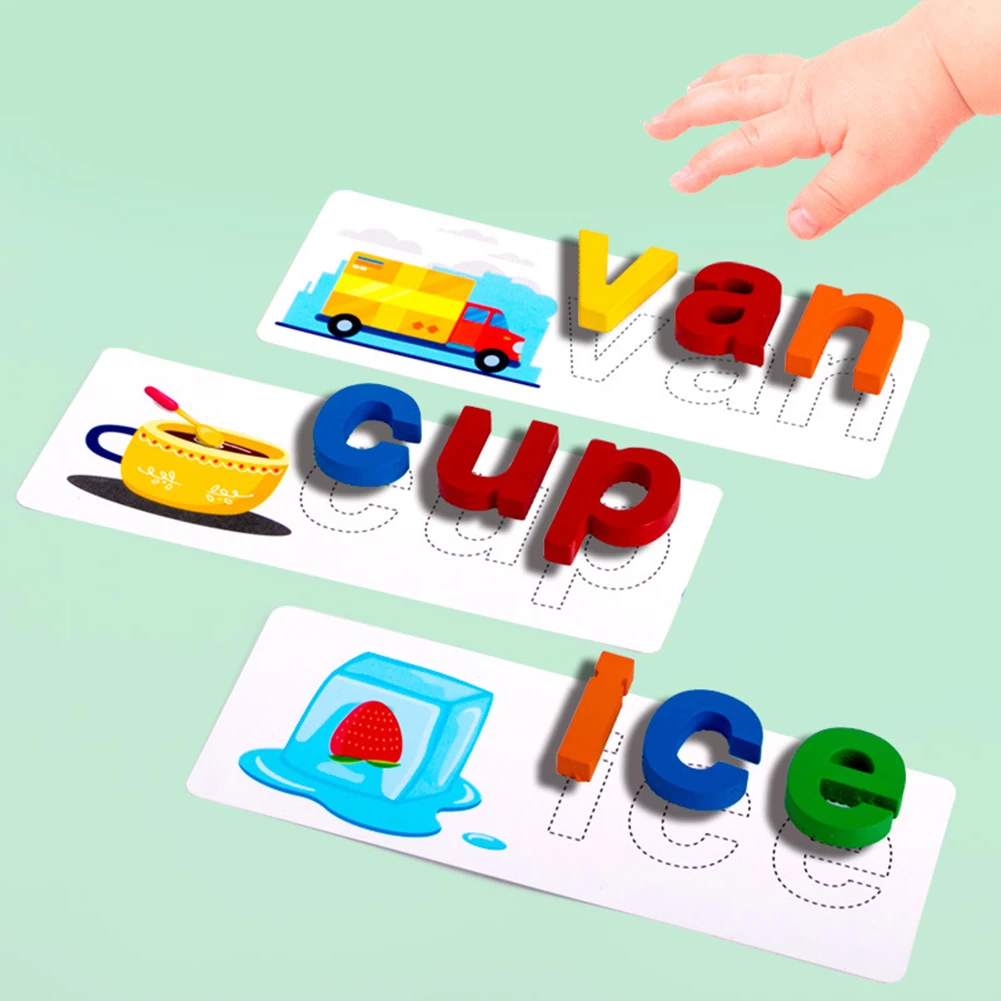 

Baby Cognitive Wooden Learning Card Enlightenment Toy English Letter Recognition for Children Early Learning Supply