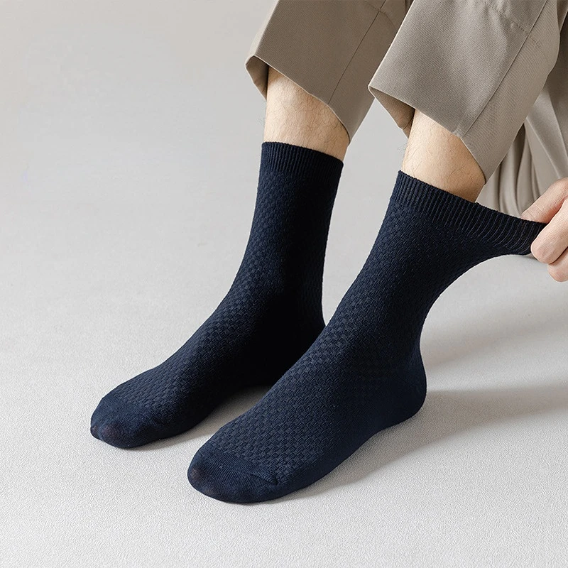 10Pairs/Lot Men's Bamboo Fiber Socks Long Black Business Soft Breathable New High Quality  Autumn for Male Socks