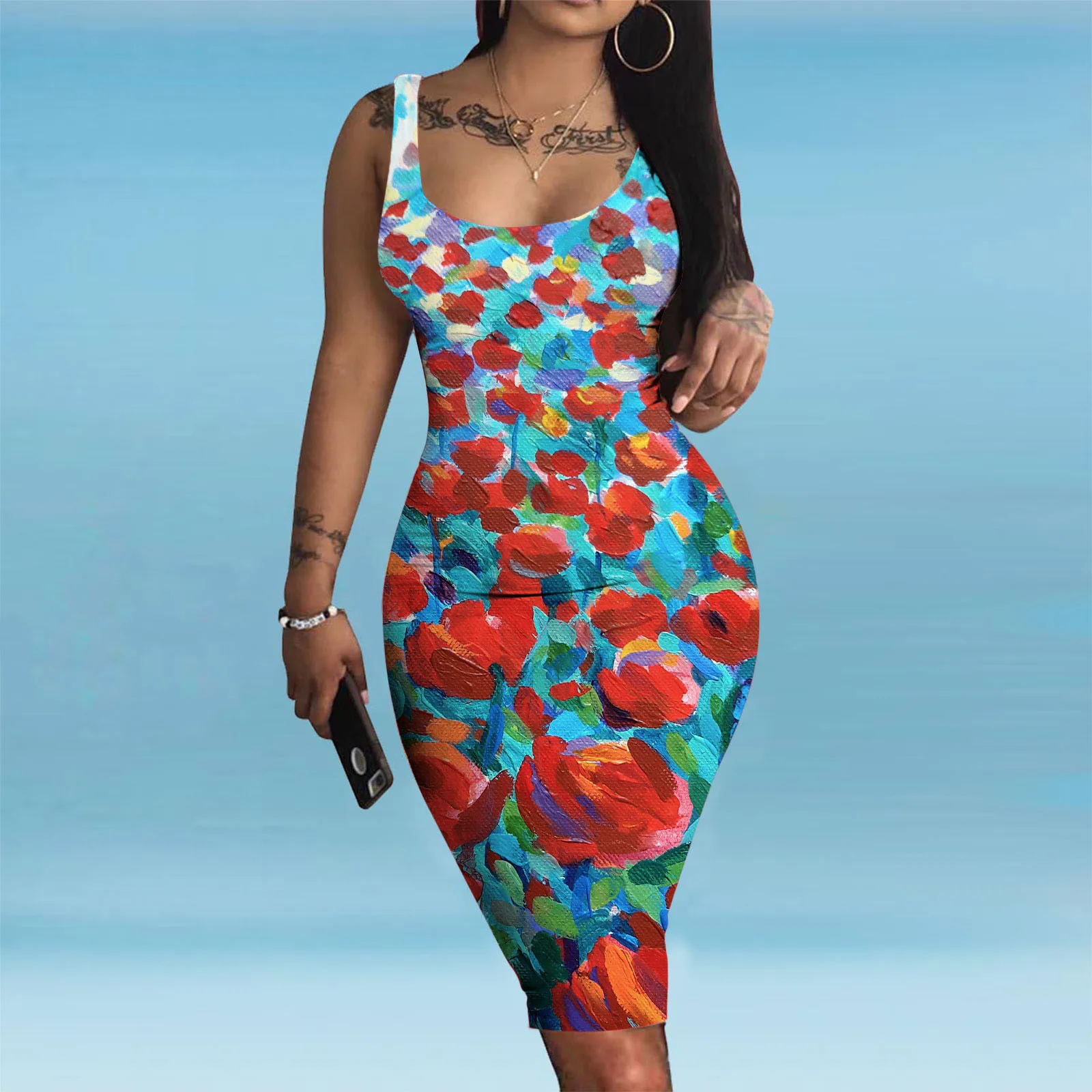 Летнее облегающее платье модные женские Ретро Платья с цветочным рисунком