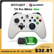GameSir T4 Pro White Version Bluetooth Gaming Controller 2.4G Wireless Gamepad for Nintendo Switch PC Cellphone Cloud Games