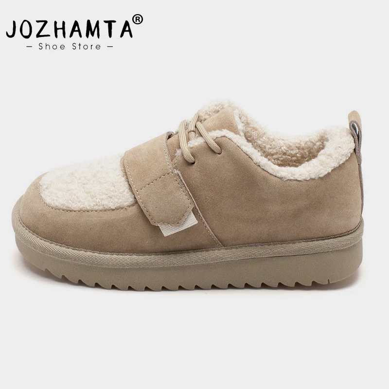 

JOZHAMTA новый бренд дизайнерские женские кроссовки из натуральной кожи женская повседневная обувь бархатные зимние кроссовки для улицы