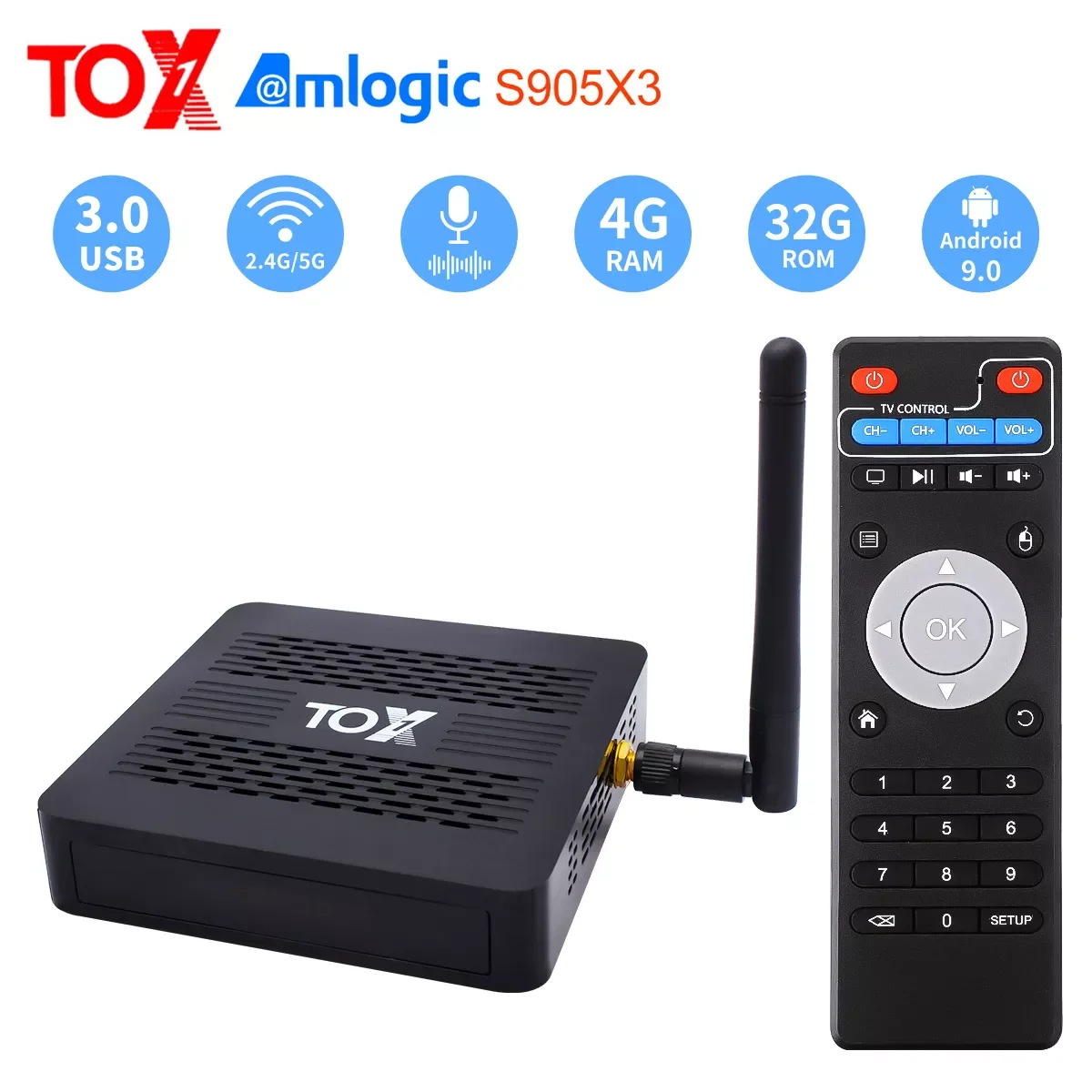 

CanMixs TOX1 Amlogic S905X3 Android 9.0 TV Box 4GB 32GB Set top box 2.4G 5G WiFi Bluetooth 1000M 4K TVBOX 2021 New