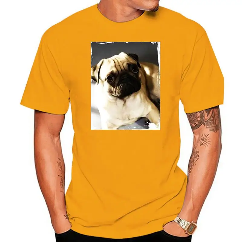 Мужская хлопковая футболка с принтом мопса удобная повседневные футболки