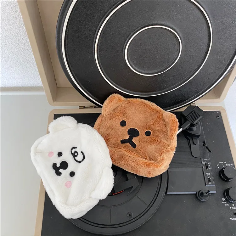 

Large Capacity ID Bag Tape Rubber Stationery Storage Bag Cute Girl Bear Plush Coin Purse Portable Mini Lipstick Bag Kawaii Bag