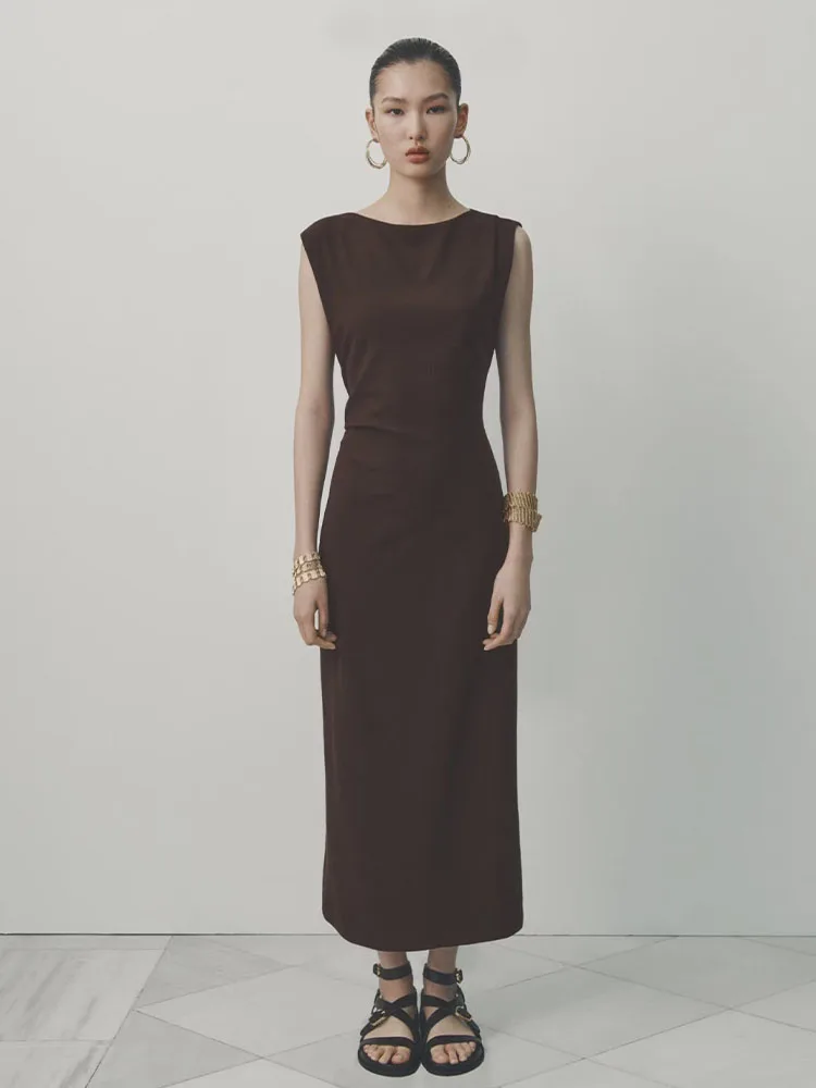

Women 2023 Summer New Fashion French Classic Dress Tight Waist Slimming Side Zipper Chic Sleeveless Dress Vestidos Mujer