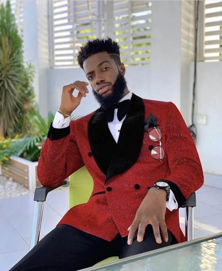 Блестящие красные мужские костюмы с красивым дизайном приталенные Свадебные