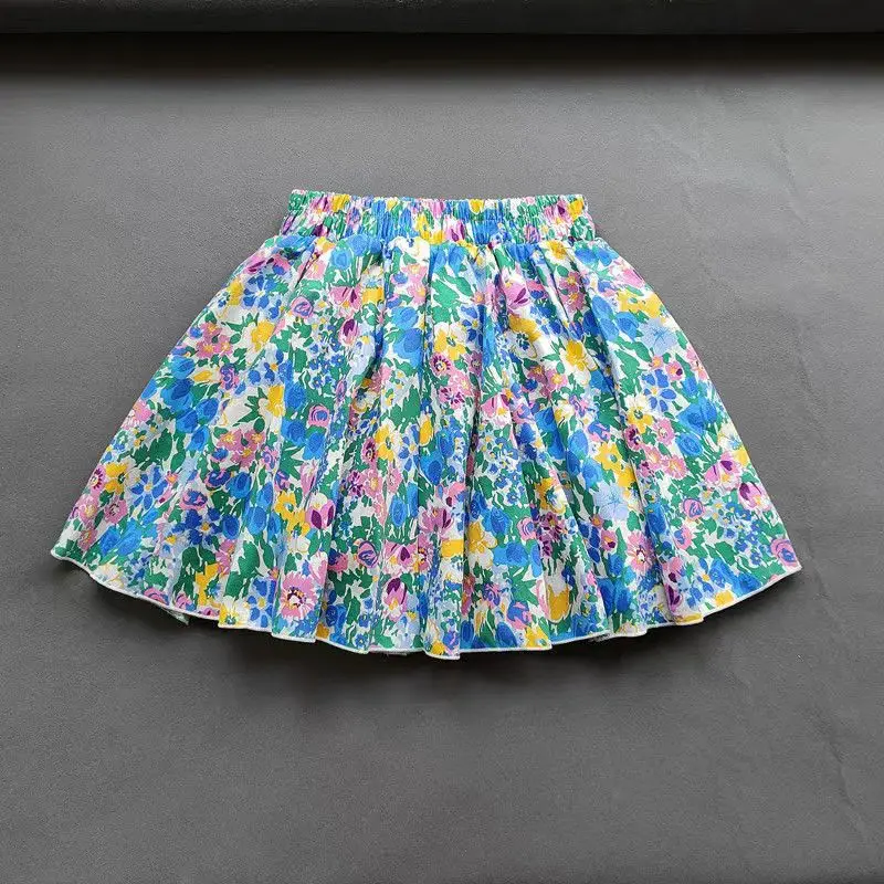 

2022 New Children Party Birthday Dancing Tutu Kids skirts Costume Printed Flower Princess Girl Cotton Skirt