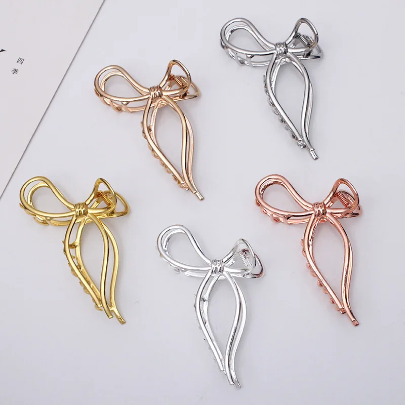 10 штук Золото / Серебро покрытие Бант Заколка Мода Женщина на задней части головы Клип Прическа с Прическа Пони.