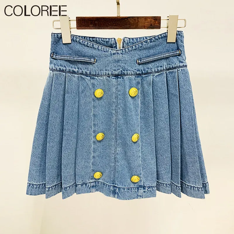 

Юбка женская джинсовая на пуговицах, с завышенной талией