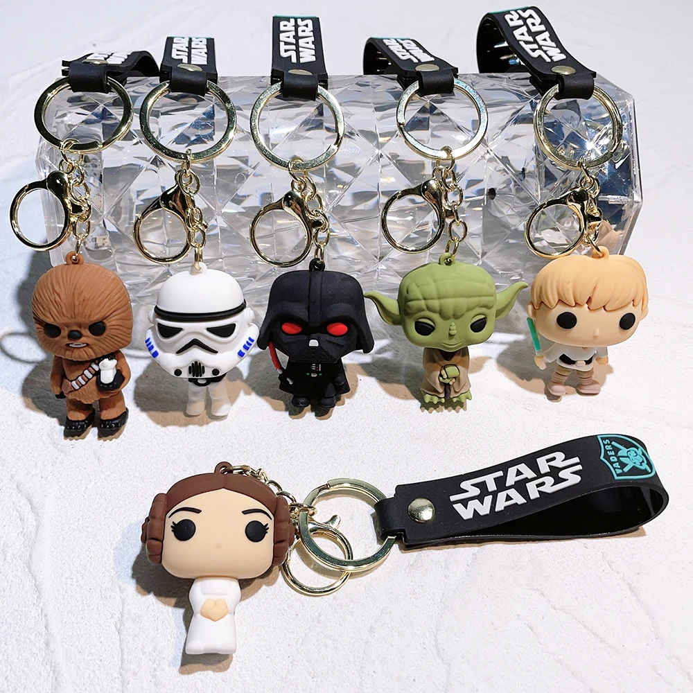 Star Wars Darth Vader Keychain Cute Cartoon Leia Princess Yoda Pendant Key Chains Imperial Stormtroope Keyrings for Backpack