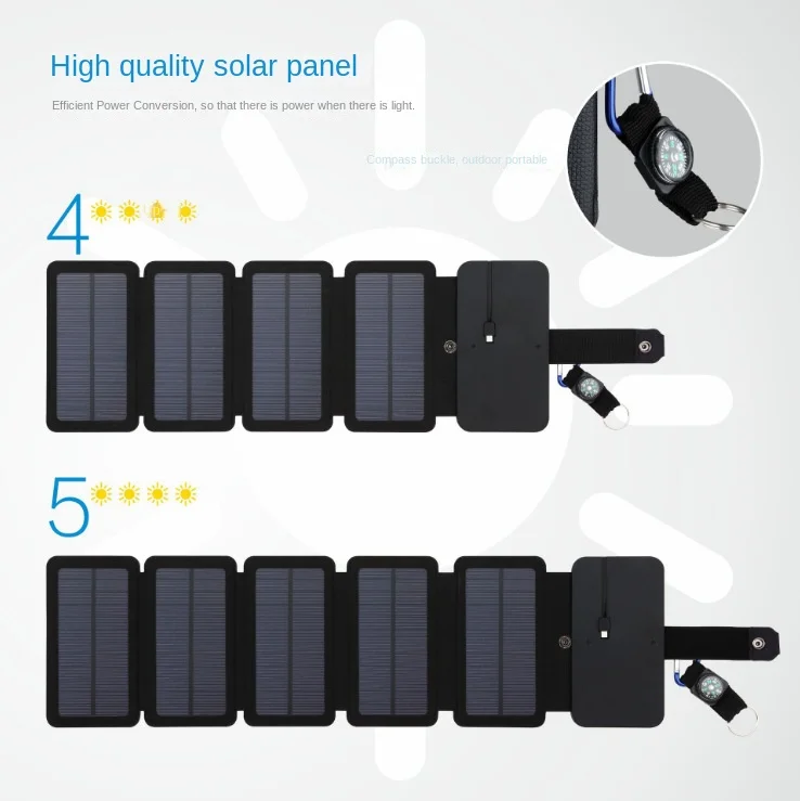 

Solar Panel 5V Portable Solar Panel Foldable Single Crystal Photovoltaic Mobile Phone Outdoor Camping USB Solar Panel Charger