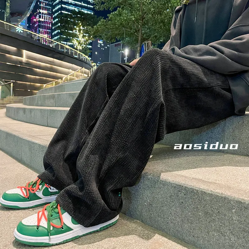 

Мужские зимние осенние новые мешковатые прямые широкие брюки с эластичным поясом мужские спортивные брюки большого размера в стиле Харадзюку