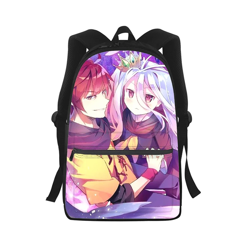 NO GAME NO LIFE Anime Men Women Backpack 3D Print Fashion Student School Bag Laptop Backpack Kids Travel Shoulder Bag