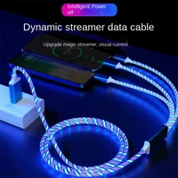 yocpono universal 3 in 1 phone charge cable streamer light night luminous charging sync for lightning android type c micro usb