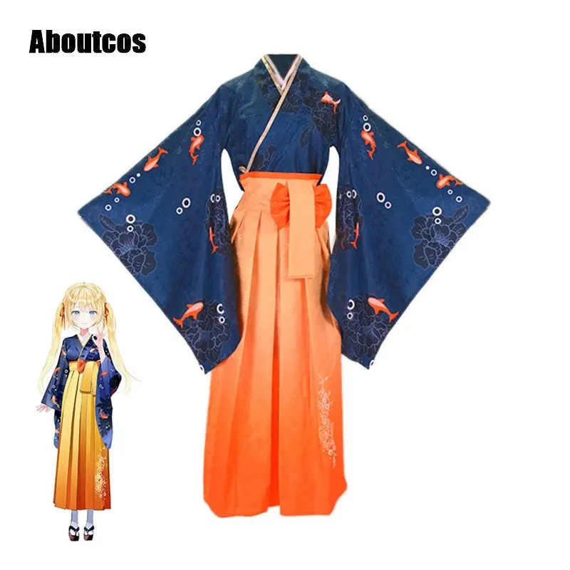 

Кимоно для косплея Aboutcos Hololive EN Ватсон Амелия костюмы VTuber Ame костюмы японская одежда Ватсон Праздничная Вечеринка Wafuku