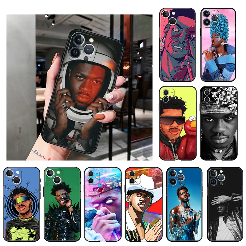 

Camera Protection Silicone Phone Case for iphone 14 13 11 12 Pro XS Max Mini XR SE 8 7 14 Plus X Lil Nas X Soft Black Cover