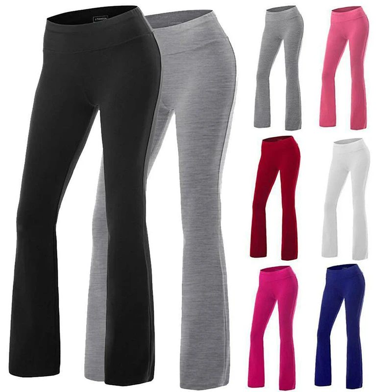 

Womens Yoga Pants Bootcut Run Gym Jogger Leggings Flare Trousers Wide Leg Ladies Elastic Slim Dance