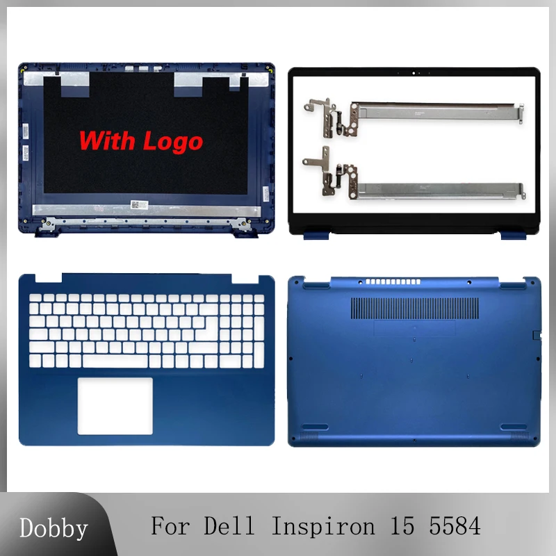 New Laptop LCD Back Cover Front Bezel Hinges Palmrest Bottom Case For Dell Inspiron 15 5000 5584 0JX9NR 0GYCJR Blue Housing