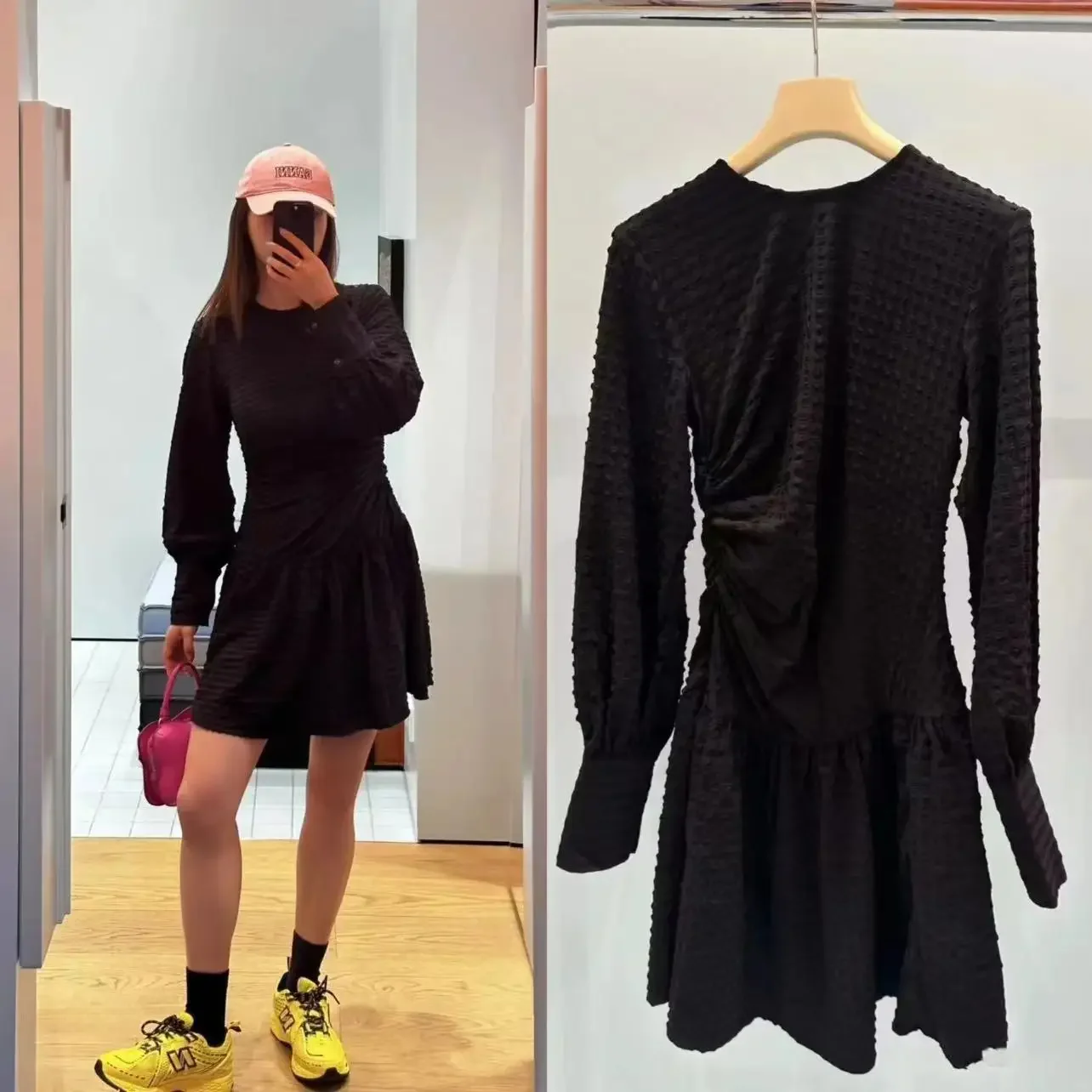 

Женское облегающее платье с оборками, черное платье с длинным рукавом, сексуальное платье для осени и зимы