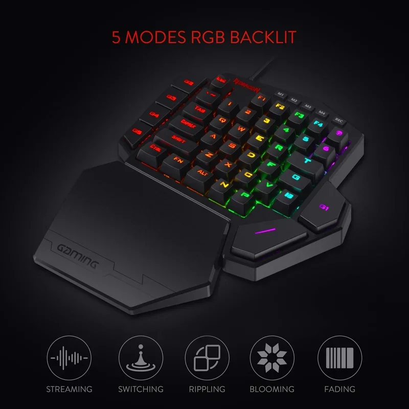 Redragon K585 DITI Одноручная механическая игровая клавиатура RGB подставка для запястий