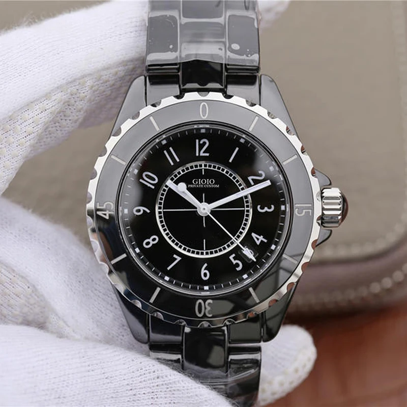 

Ceramic Black White Watch Men Women Fashion Simple Quartz