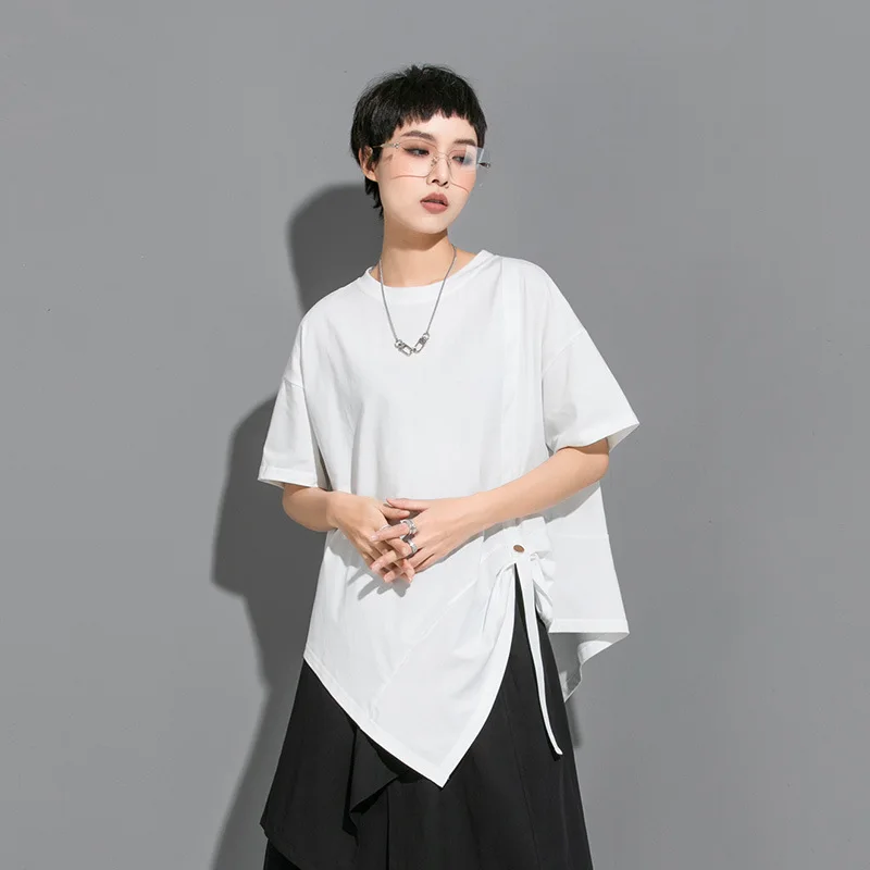 

Summer pregnant women casual irregular pullover loose short sleeves t shirt GRAY22