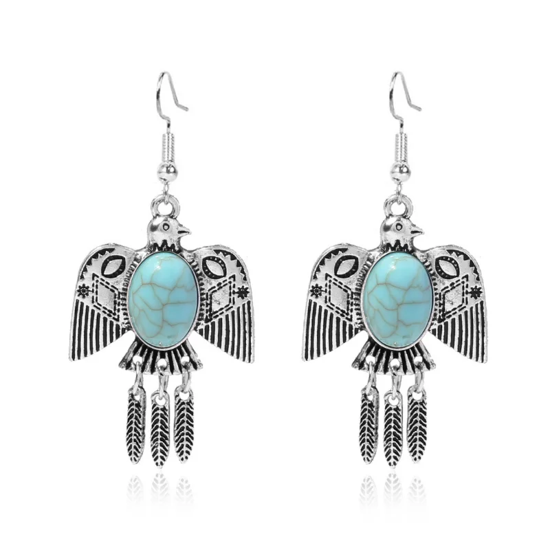 Серьги-капли в стиле ретро индийского племени с орлом цыганские этнические