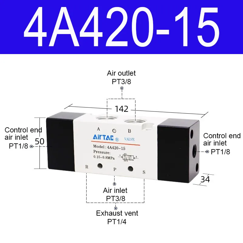 

Оригинальный пневматический 5-2-ходовой двойной регулирующий клапан воздуха AIRTAC 4A120-M5 4A120-06 4A220-06 4A220-08 4A320-08 4A320-10 4A420-15