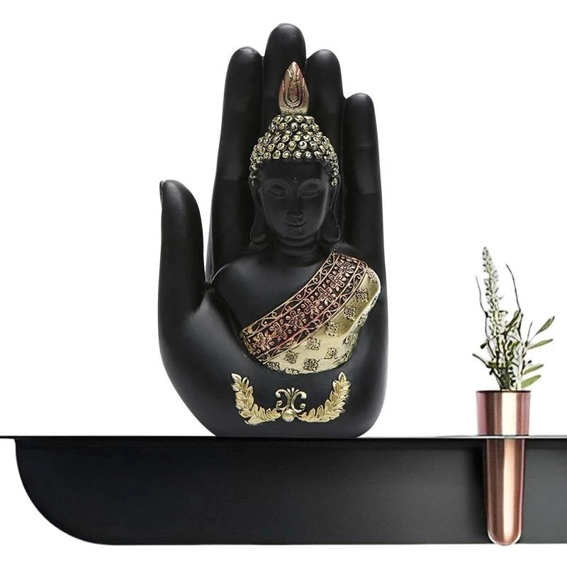 

Buddha Statue Decorative Small Buddha Figurines Resin Buddha Palm Decoration Meditating Brings Peace Spiritual Ornament For