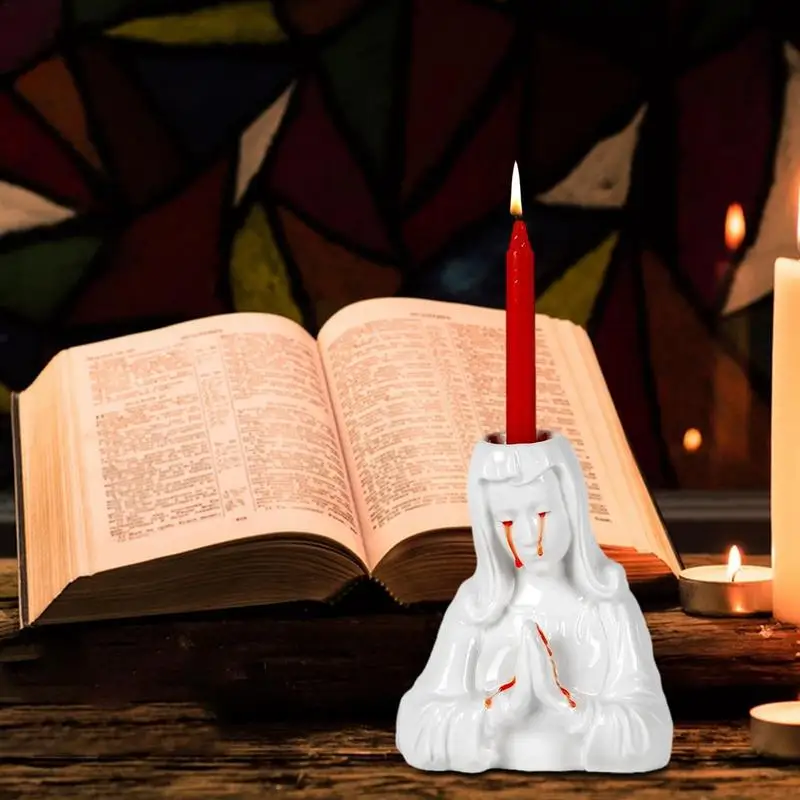 Crying Mary Candle Holders For Pillar Candles Candlestick Holders Sheds Red Candle Tears Table De