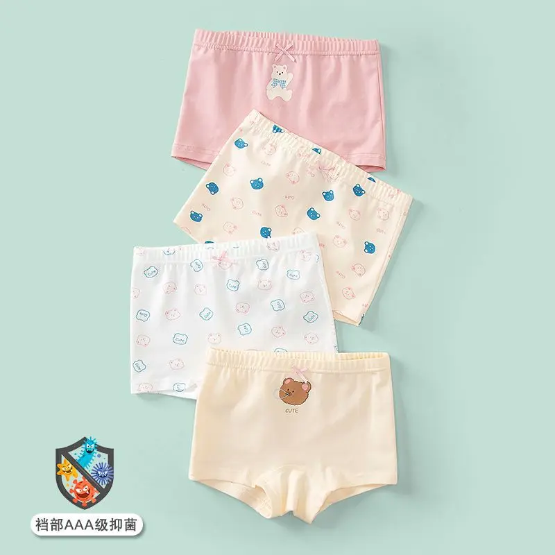 

3-12 Years Girls Boxer Briefs Cotton Cartoon Underpant Teen Girls 4pcs/pack Underwear Girls Panties Cute Underwear