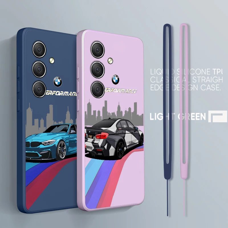 

BMW Cool Cars For Samsung A34 A14 A52S A54 A23 A13 A73 A03Core A22 4G 5G Liquid Rope Silicone Phone Case