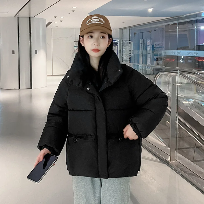 Autumn Winter Women Down Jacket Casual Parkas Korean Street Fashion Thick Coats Harajuku Solid Stand Collar Warm Female Jackets