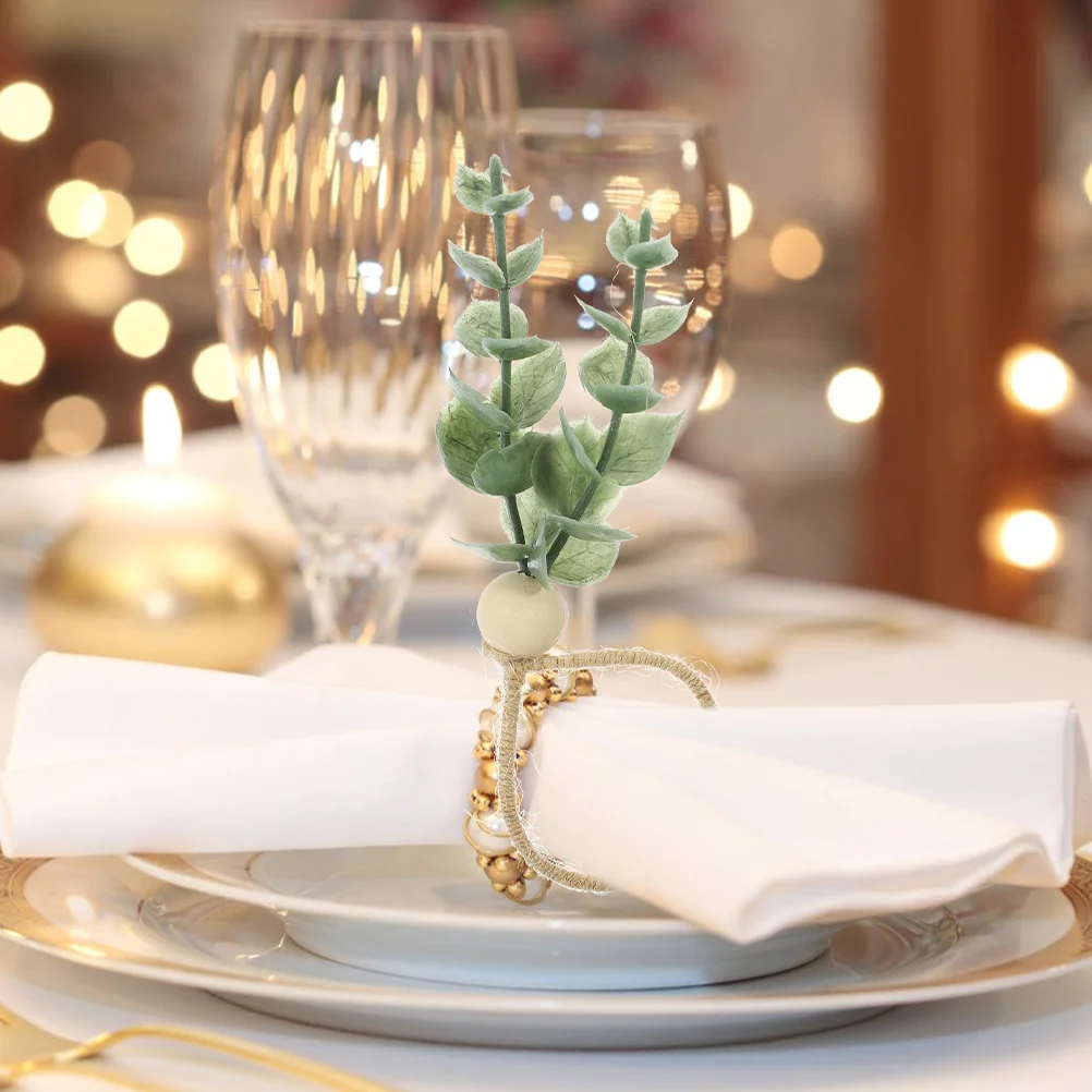 

12pcs Restaurant Napkin Ring Artificial Leaf Napkin Buckle Reusable Napkin Ring Party Favor
