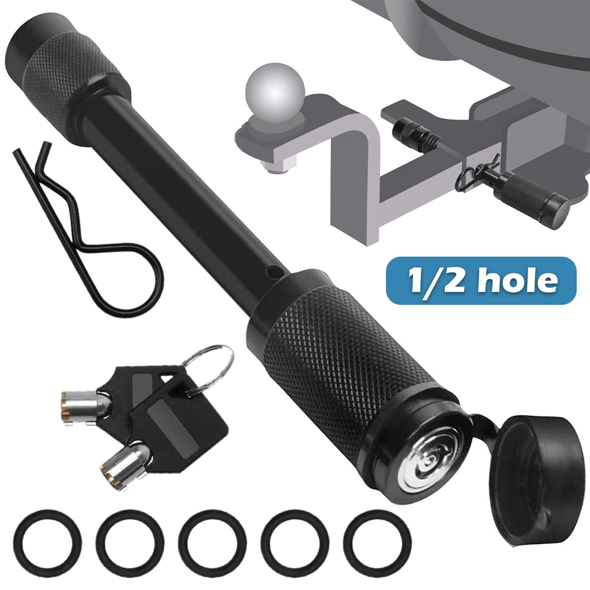 

2022 New Trailer Hitch Pin Lock Set Heavy Duty Steel Trailer Hitch Lock Anti-Theft Hitch Pin Lock with 2 Keys PVC Finish