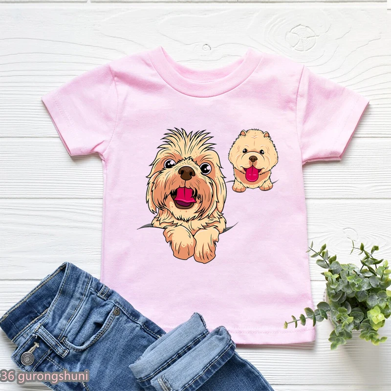T-Shirt For Girls/Boys Cute Love Puppy Cartoon Print Children'S Clothing Shortsleeved Top Summer Kids Tshirt Fashion Boy Clothes |