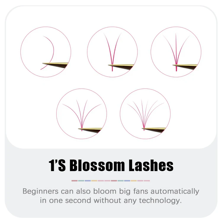 С фабрики C D Curl Lightweight Mix Color One Second Blooming Lash Корейское волокно PBT Цветные пучки
