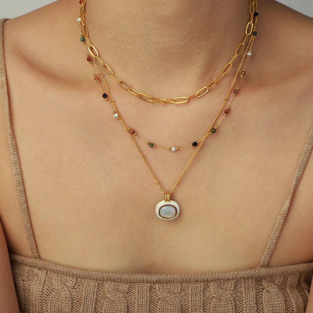 Цепочка Из Нержавеющей Стали 316L с натуральным камнем