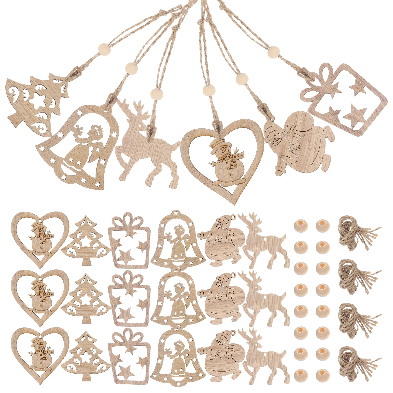 

Unfinished Wooden Chips Xmas Drawing Pendants Graffiti Crafts Colored Toy Slices