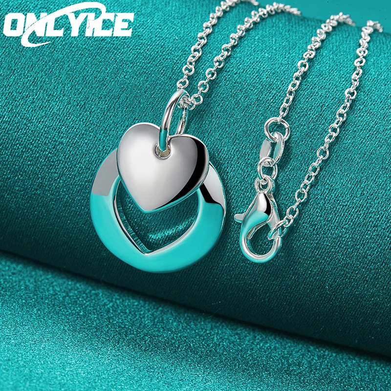 

40-75cm 925 Sterling Silver Necklace For Women Man Creative Double Heart Pendant Christmas Gift High Quality Wedding Jewelry