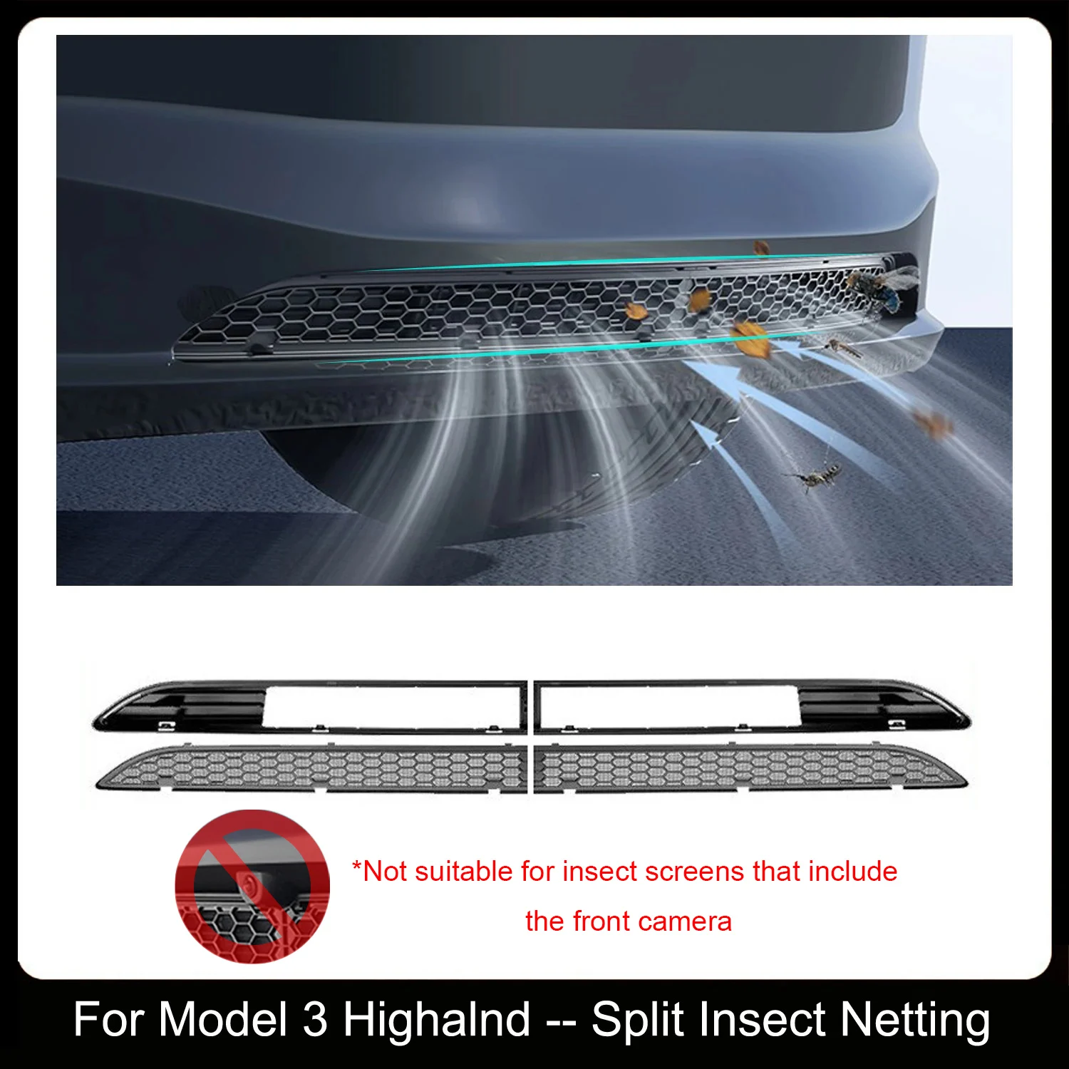 

Для Tesla Model 3, передний бампер Highland, решетка, сетка, крышка впускного отверстия, решетка, защита, сетка от насекомых, аксессуары