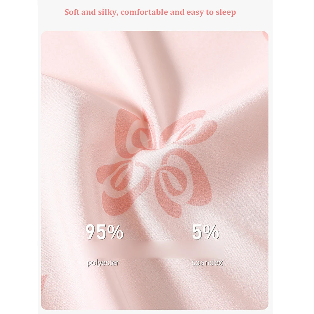 Sexy Woman Nightie V Neck Night Dress Silk Like Women's Pajamas Nightwear Cute Print Summer Satin Clothes Soft Dresses Nightgown