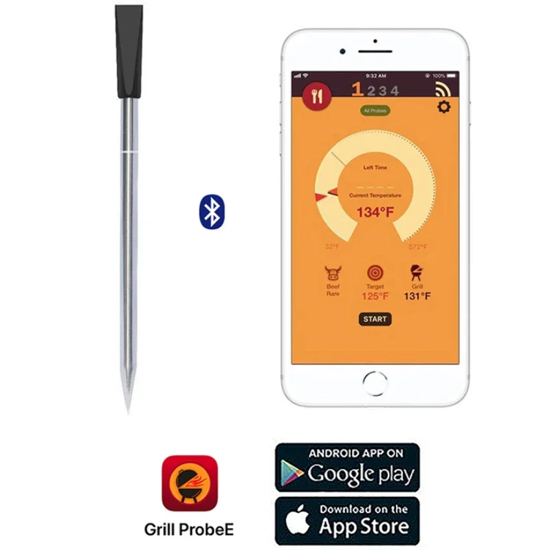 

Беспроводной термометр для барбекю, гриля, духовки, Кухонный Термометр, Блютуз зонд, цифровой зонд для мяса