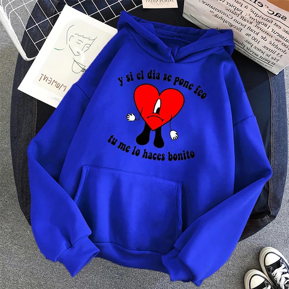 

Hoodie Men Tu Me Lo Haces Bonito Bad Bunny Hoodies Cartoon Fleece Mens/Women Sweatshirt Tops Harajuku Couple Hoodie Streetwear